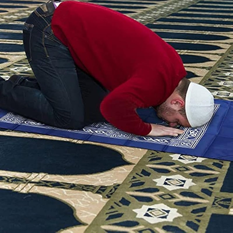 1 Pieces Portable Travel Prayer Mat with Compass, Waterproof Polyester Prayer Rug, Muslim Travel Prayer Mat, for Ramadan Gifts (60cm×100cm) - Image 2